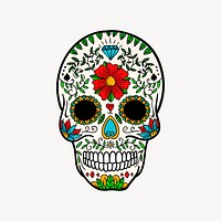 Sugar skull sticker, Day of the dead illustration vector. Free public domain CC0 image.