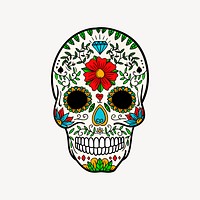 Sugar skull clipart, Day of the dead illustration. Free public domain CC0 image.