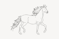 Running horse drawing, animal illustration psd. Free public domain CC0 image.