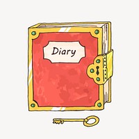 Lockable diary sticker, stationery illustration vector. Free public domain CC0 image.