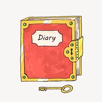 Lockable diary clipart, stationery illustration. Free public domain CC0 image.