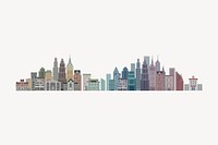 Cityscape clipart, architecture illustration psd. Free public domain CC0 image.