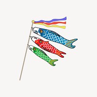 Carp streamers sticker, Koinobori illustration vector. Free public domain CC0 image.