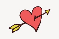 Heart and arrow sticker, Valentine's celebration illustration vector. Free public domain CC0 image.