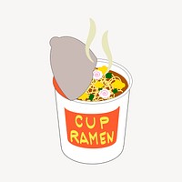 Instant noodle sticker, Asian food illustration vector. Free public domain CC0 image.