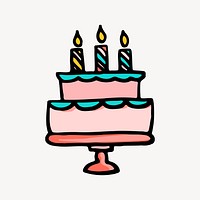 Birthday cake clipart, celebration illustration. Free public domain CC0 image.