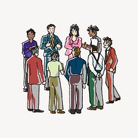 Diverse people gathering clipart, business illustration. Free public domain CC0 image.