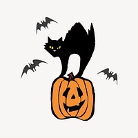 Spooked cat sticker, Halloween illustration vector. Free public domain CC0 image.