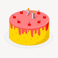 Birthday cake clipart, dessert illustration. Free public domain CC0 image.