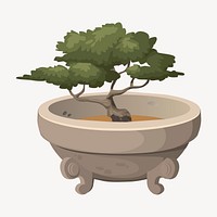 Bonsai tree clipart, house plant illustration vector. Free public domain CC0 image.