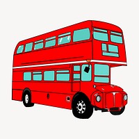 Double-decker bus clipart, transportation illustration. Free public domain CC0 image.