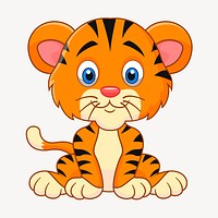 Baby tiger clipart, animal cartoon illustration vector. Free public domain CC0 image.