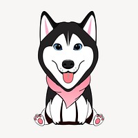 Baby husky clipart, animal cartoon illustration psd. Free public domain CC0 image.