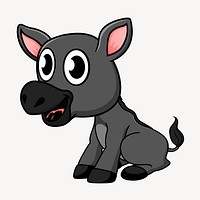 Little donkey clipart, animal cartoon illustration psd. Free public domain CC0 image.