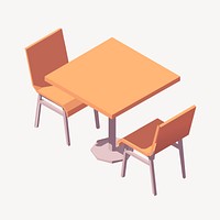 Table and chairs clipart, furniture illustration psd. Free public domain CC0 image.