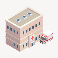 Hospital building clipart, 3D architecture model illustration psd. Free public domain CC0 image.