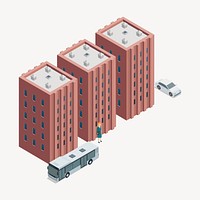 Office building clipart, 3D architecture model illustration psd. Free public domain CC0 image.