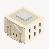 Bank building clipart, 3D architecture model illustration psd. Free public domain CC0 image.