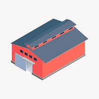 Red warehouse clipart, 3D architecture model illustration psd. Free public domain CC0 image.