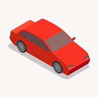 Red car clipart, 3D vehicle model illustration vector. Free public domain CC0 image.