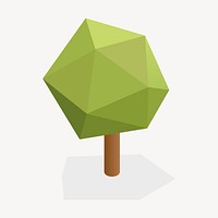 Green tree 3D clipart, botanical illustration. Free public domain CC0 image.