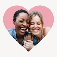 Lesbian couple heart shape badge, LGBTQ photo