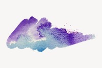 Abstract watercolor textured badge, purple and blue paint collage element psd