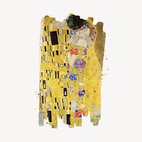 Gustav Klimt's The Kiss, brush stroke transition sticker, famous painting remixed by rawpixel psd