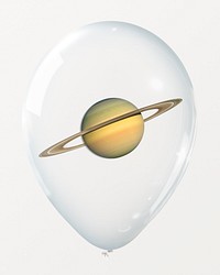 Saturn planet in clear balloon