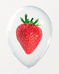 Strawberry in clear balloon, healthy food