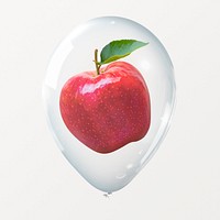 Red apple in clear balloon, healthy food