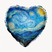 Starry night heart balloon clipart, famous painting by Vincent Van Gogh, remixed by rawpixel