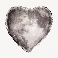 Moon surface heart balloon clipart, space photo