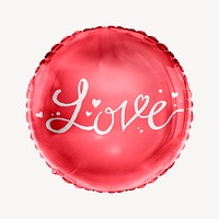 Love typography circle balloon clipart, Valentine's celebration graphic