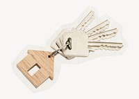 Keys on a rough cut paper effect design