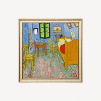 The bedroom, Vincent van Gogh framed artwork, famous art on transparent background, remastered by rawpixel
