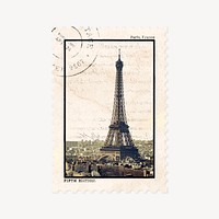 Eiffel tower, France, postage stamp graphic