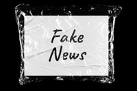Fake news plastic covered handwritten message, black background