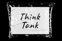 Think tank plastic covered handwritten message, black background