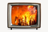 Wildfire on retro television, global warming photo