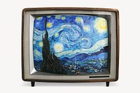 Starry night on retro television, Vincent Van Gogh's famous painting