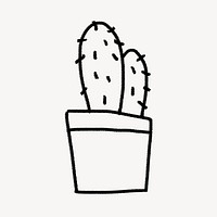 Cactus doodle clip art, plant design