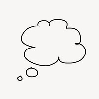 Cloud bubble doodle clipart, copy space design psd