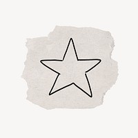 Star doodle clipart, ripped paper design psd