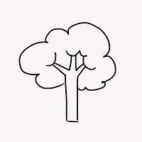 Tree doodle clipart, botanical design psd