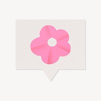 Flower icon in speech bubble, paper craft design