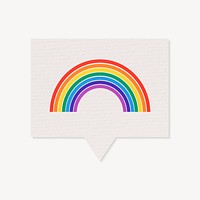 Rainbow speech bubble collage element, paper craft design psd