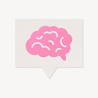 Brain speech bubble collage element, paper craft design psd