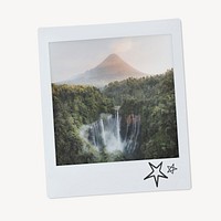 Waterfall mountain instant photo, nature aesthetic image