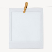 Instant photo frame mockup, wooden clip psd